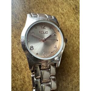 Women's FOLIO Classic Gold Tone Bracelet Watch Japan Movement NEEDS BATTERY